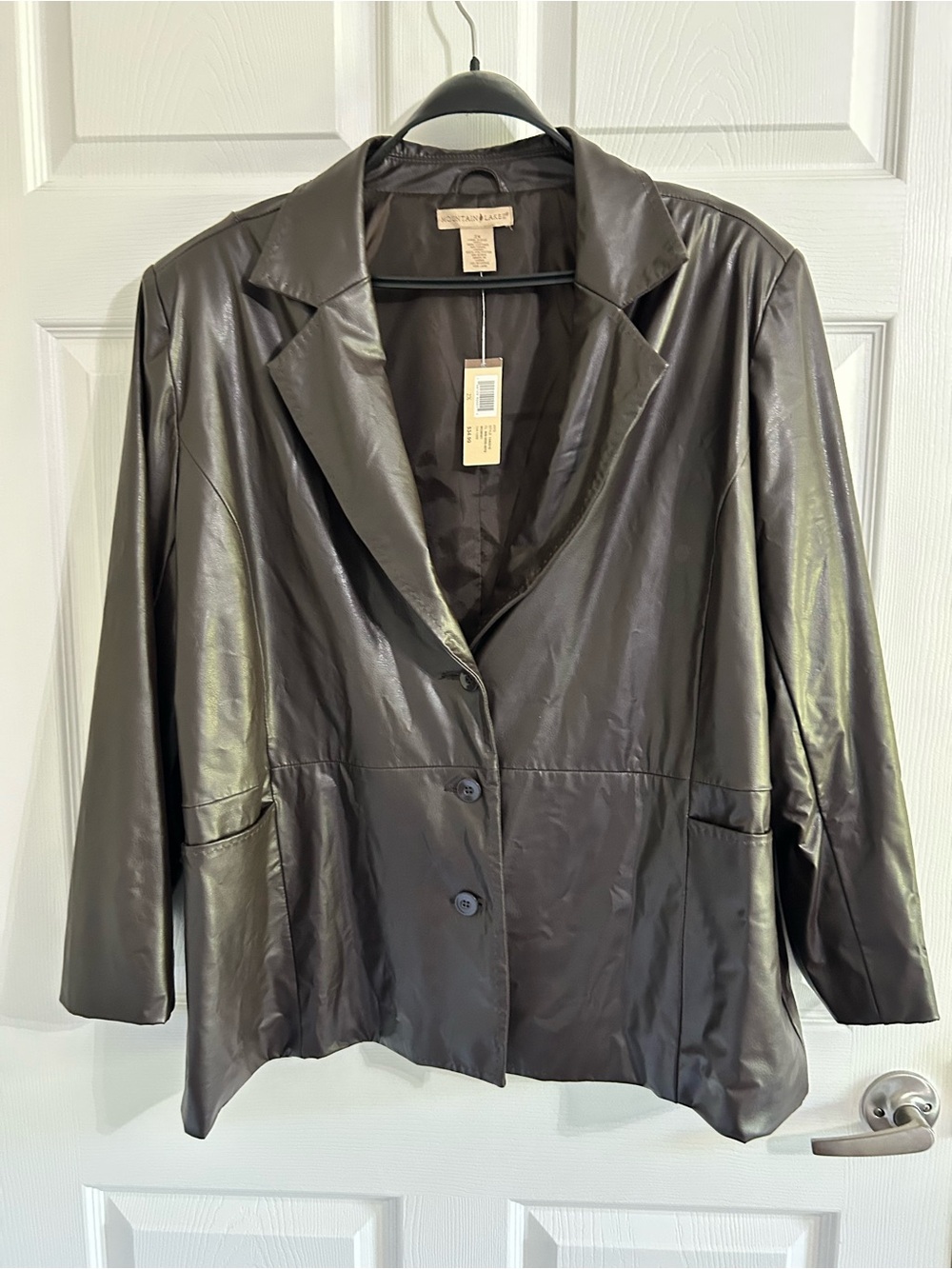 Mountain Lake Dark Brown Faux Leather Blazer Jacket